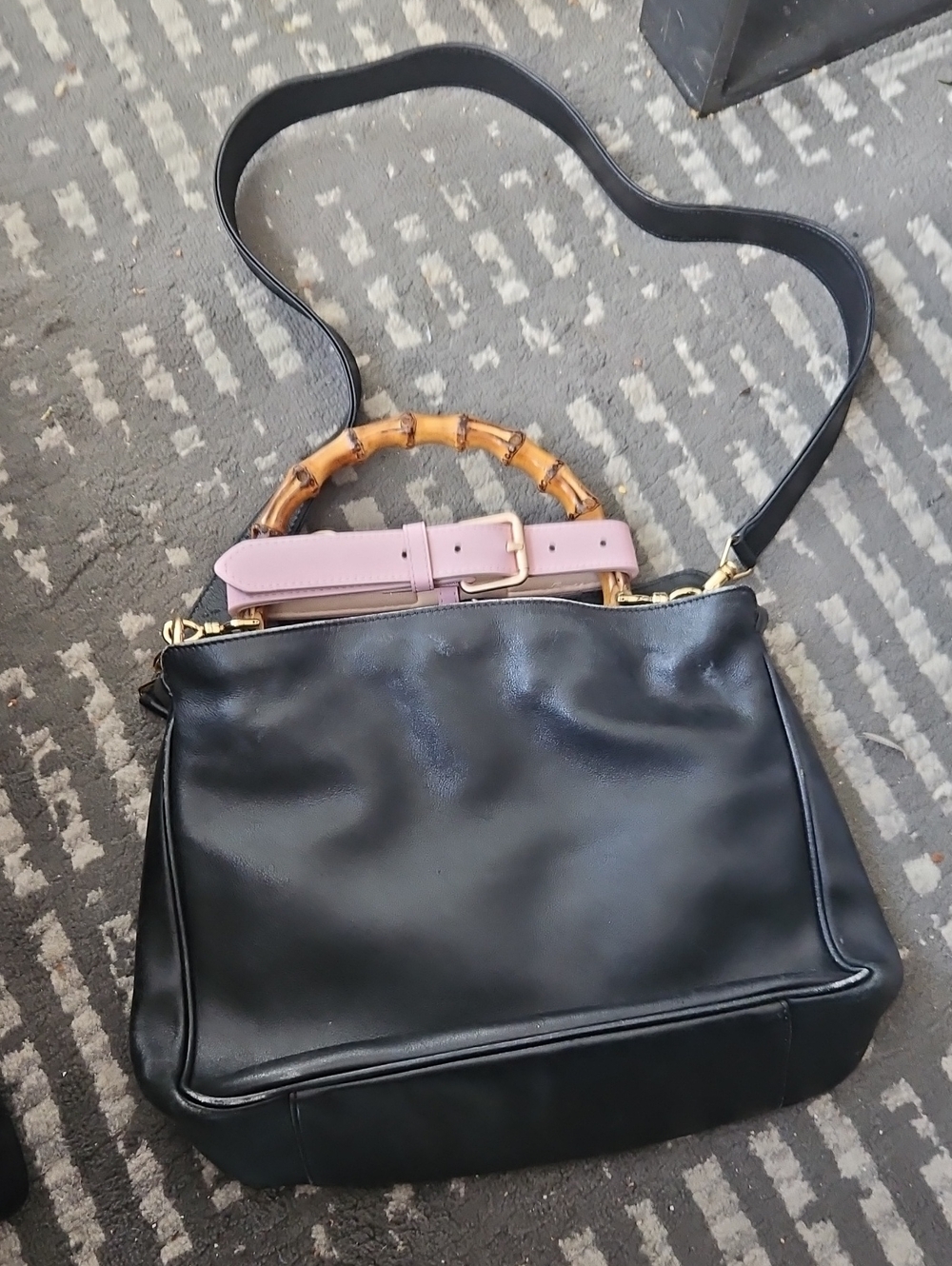 Women's Black Leather Bamboo-Handle Satchel - GUCCI VINTAGE stunning